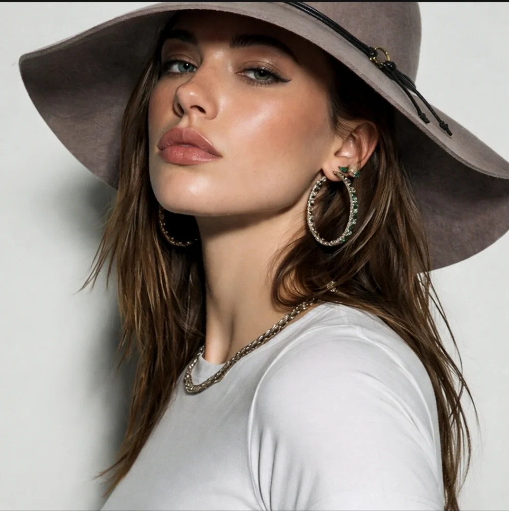 C.C Taupe Wide Brim Hat 100% Wool - Picture 7 of 8